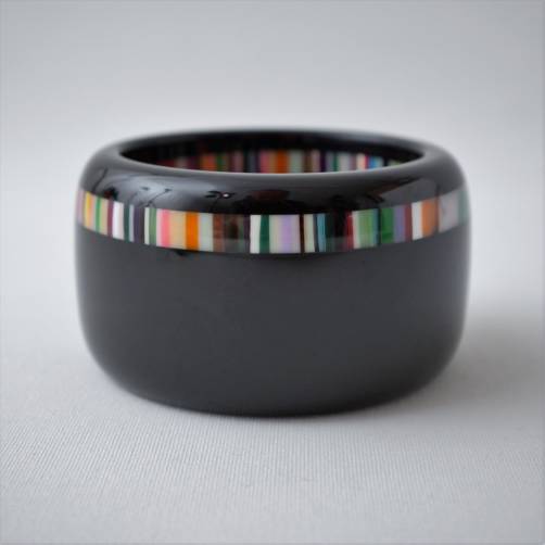 Carlos Sobral Bangle, Art Deco style with vibrant night stripe of multi colours & black, 2000`s, Brazilian